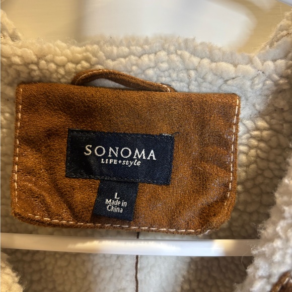 Sonoma Goods For Life Women’s Brown Suede Faux Fur Button Up Jacket Size L - Picture 3 of 6